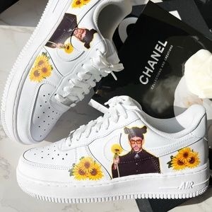 Hand Painted Custom Air Force 1 Low Yellow Pastel Sunflower 